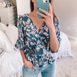 NWT Blue Floral Babydoll Top